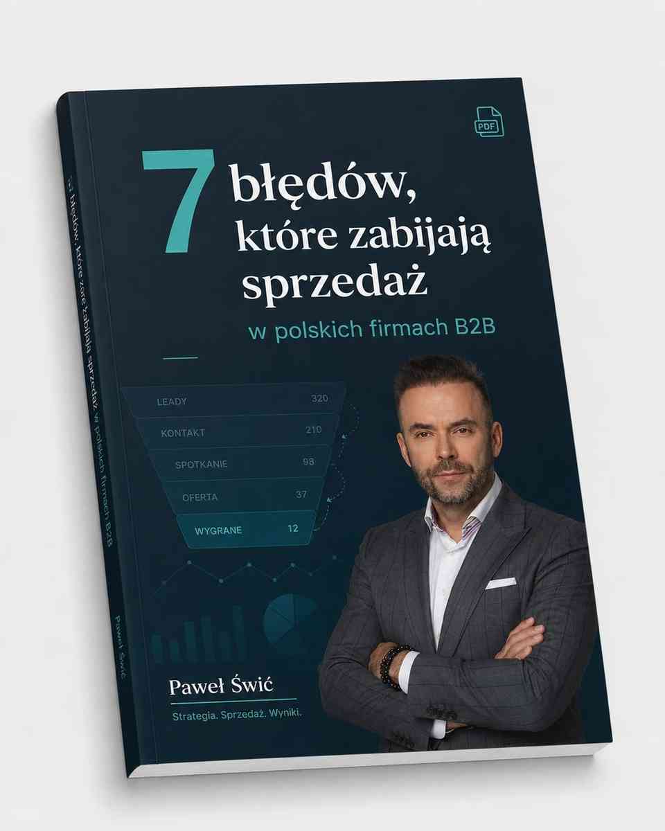 Mockup poradnika PDF 7 błędów, które zabijają sprzedaż